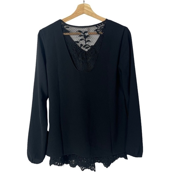 Cabi Black Tempest Lace Long Sleeve Blouse XS #3331 - Picture 3 of 4